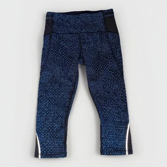 Lululemon Free Runner Crop‎ Shatter Weave Desert Teal Alberta Lake Black Size: 6 - Picture 1 of 5